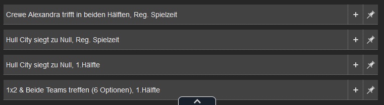 Live-Sportwetten, Bildschirm 5