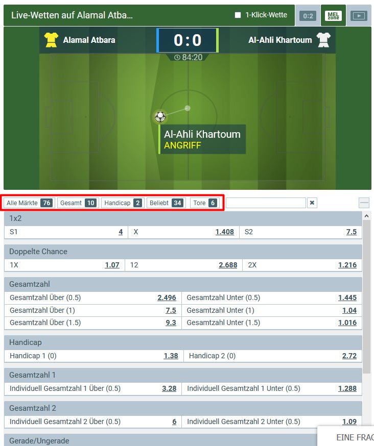 Ein Live-Fussballspiel